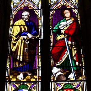 West Window stained glass representing Saints Peter and Paul